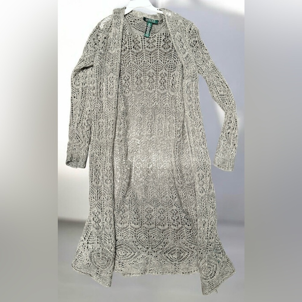 XS Ralph Lauren Lightweight lace Open-Knit Duster Cardigan NWOT